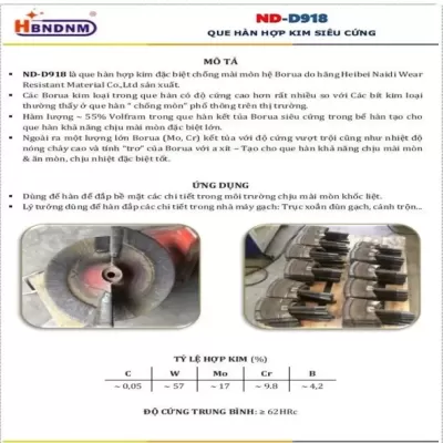 Que hàn chống mài mòn ND-D918